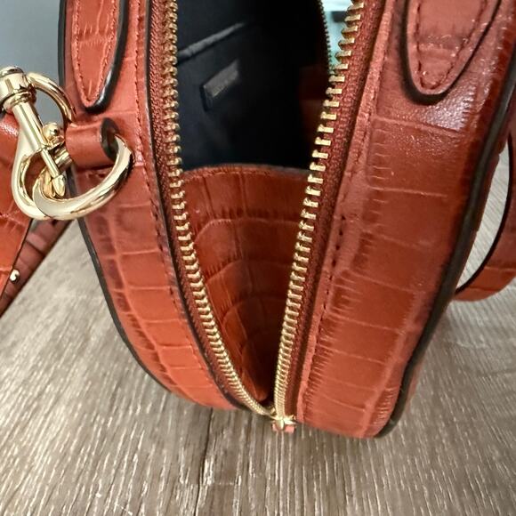 Rebecca Minkoff Round Jody Crossbody Bag Purse Croc-Embossed Genuine Leather - Picture 6 of 11